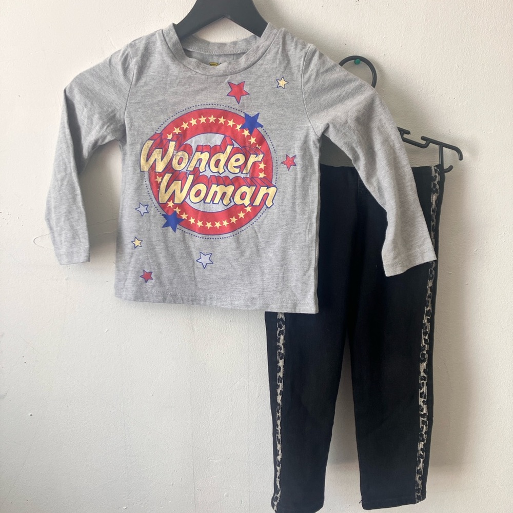 Jordache Gray and Black Wonder Woman Kids Matching Set